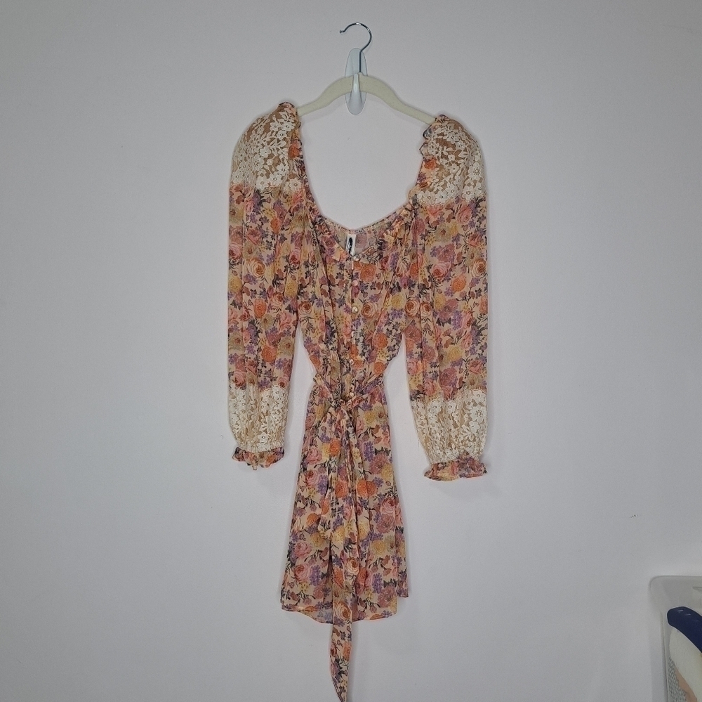 For Love and Lemons Gardenia floral robe dress pink small NWT - Picture 5 of 11